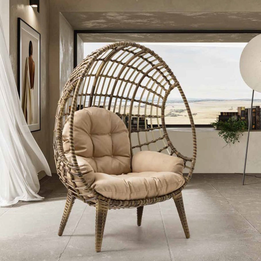 Capri Sabit Gümbet Tekli Rattan Bahçe Salıncağı